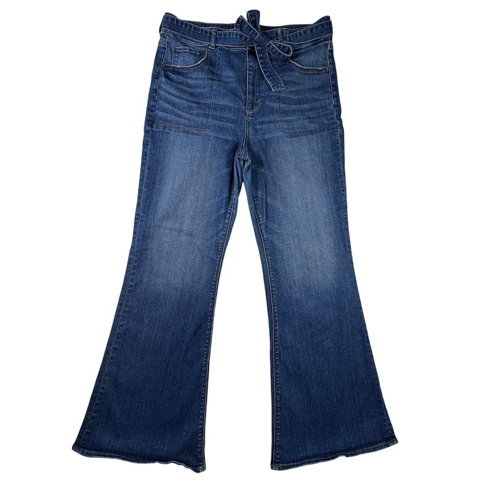 American Eagle Womens 18 Highest Rise Flare Jeans Medium Wash Tie Waist